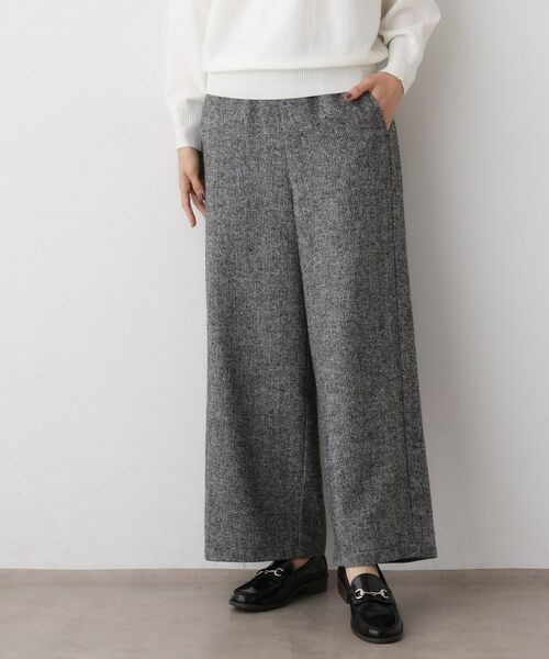 Dessin / デッサン パンツ | 【洗える/後ろゴム】ツイードワイドパンツ(ブラック(519))