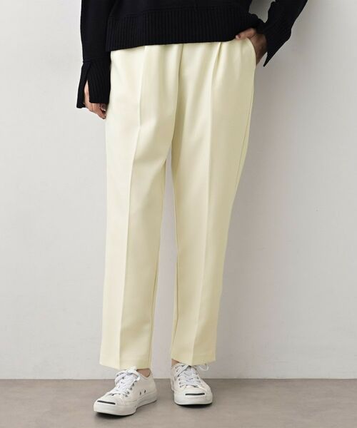 Dessin / デッサン パンツ | 【ウエストゴム/裏地付き】コンフォートテーパードパンツ(ホワイト(002))