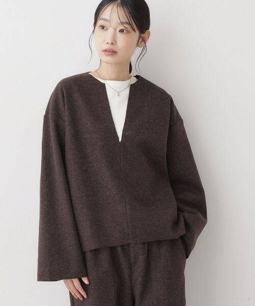 Dessin / デッサン シャツ・ブラウス | 【セットアップ可/洗える】Vネックメルトンジャージ | 詳細1