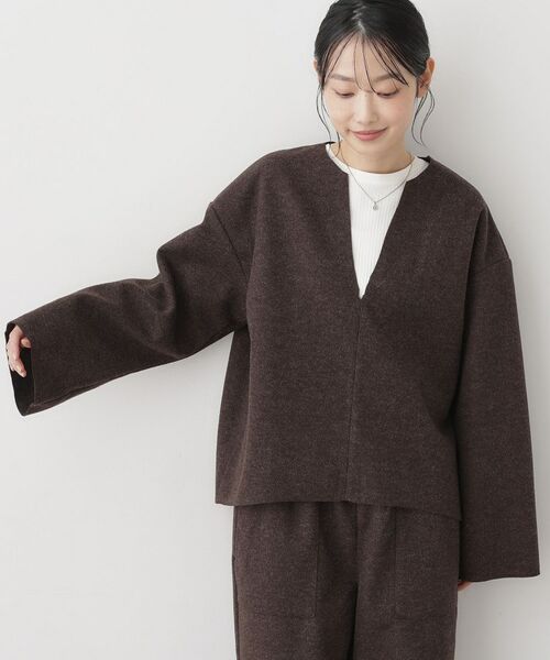 Dessin / デッサン シャツ・ブラウス | 【セットアップ可/洗える】Vネックメルトンジャージ | 詳細2