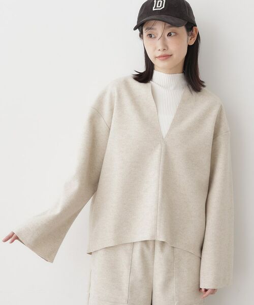 Dessin / デッサン シャツ・ブラウス | 【セットアップ可/洗える】Vネックメルトンジャージ | 詳細5