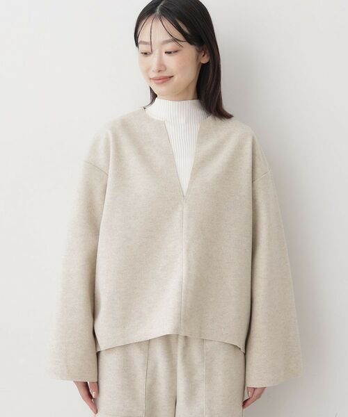 Dessin / デッサン シャツ・ブラウス | 【セットアップ可/洗える】Vネックメルトンジャージ | 詳細9