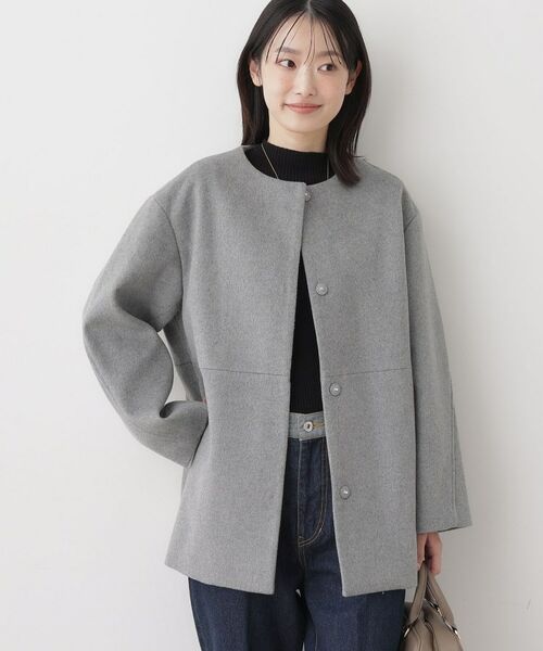 Dessin / デッサン その他アウター | ウール混クルーネックコート | 詳細1