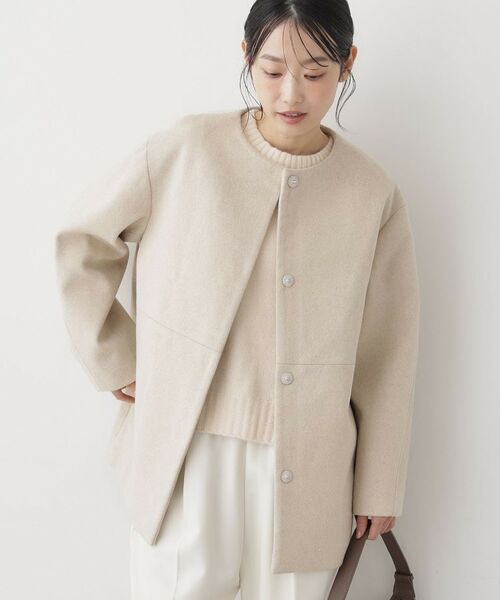 Dessin / デッサン その他アウター | ウール混クルーネックコート | 詳細13