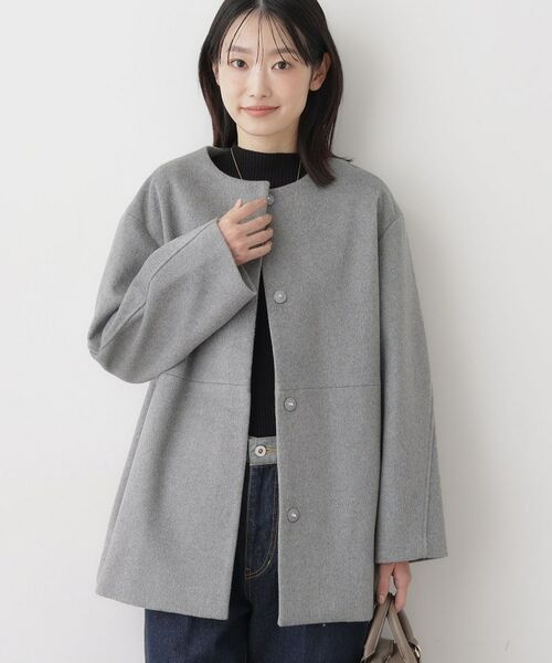 Dessin / デッサン その他アウター | ウール混クルーネックコート | 詳細2