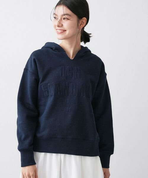 Dessin / デッサン パーカー | 【ユニセックス/洗える】ネップ裏毛フーディートレーナー（ネイビー(094)）