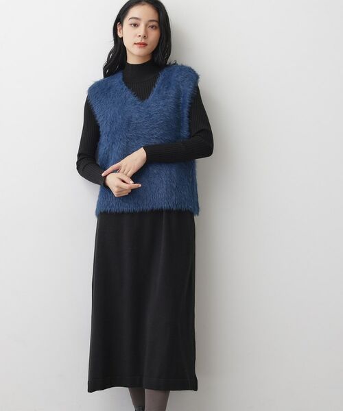 Dessin / デッサン セットアップ | 【2点セット・洗える】シャギーベストニットワンピース(ネイビー(094))