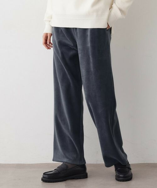 Dessin / デッサン パンツ | 【洗える/ウエストゴム】裏起毛コーデュロイイージーパンツ(チャコールグレー(014))