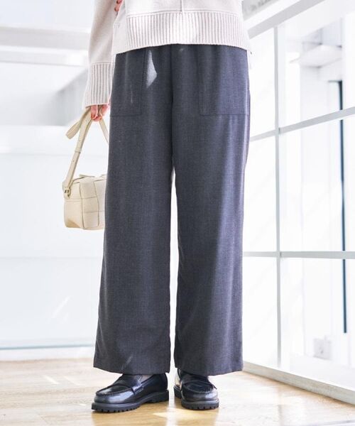 Dessin / デッサン パンツ | 【裏地付き/洗える】コンフォートワイドパンツ(チャコールグレー(014))