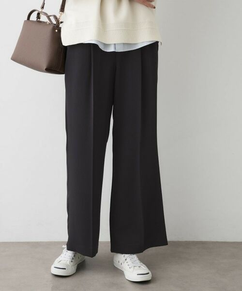 Dessin / デッサン パンツ | 【洗える】マットドレープニーハイフレアパンツ(ネイビー(094))