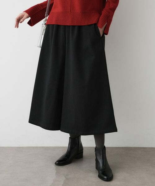 Dessin / デッサン ショート・ハーフ・半端丈パンツ | 【ウエストゴム/洗える】起毛フレアシルエットパンツ(ブラック(019))