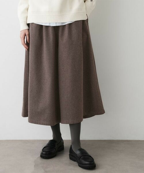Dessin / デッサン ショート・ハーフ・半端丈パンツ | 【ウエストゴム/洗える】起毛フレアシルエットパンツ(ブラウン(044))