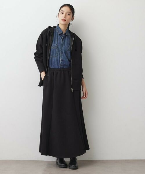 Dessin / デッサン ロング・マキシ丈スカート | 【ウエストゴム/洗える】ダンボールコットンフレアスカート | 詳細2