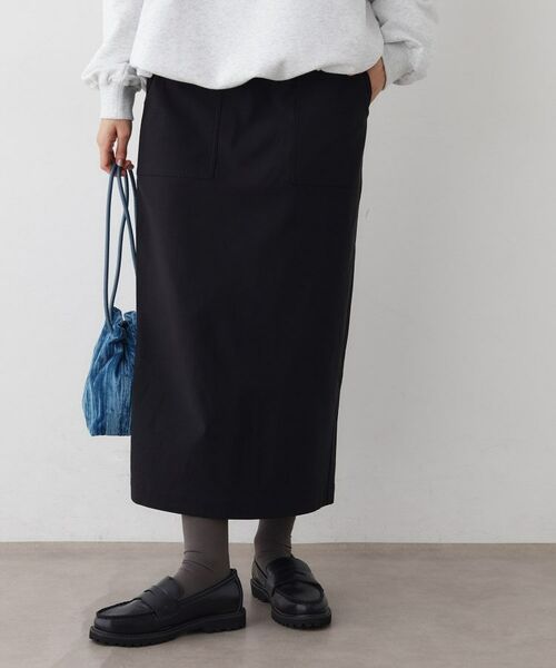 Dessin / デッサン ロング・マキシ丈スカート | 【洗える/ウエストゴム】Iラインイージースカート(ブラック(019))