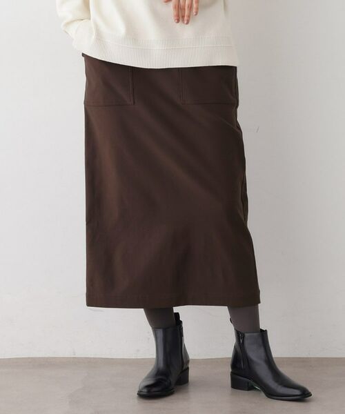 Dessin / デッサン ロング・マキシ丈スカート | 【洗える/ウエストゴム】Iラインイージースカート(ブラウン(044))