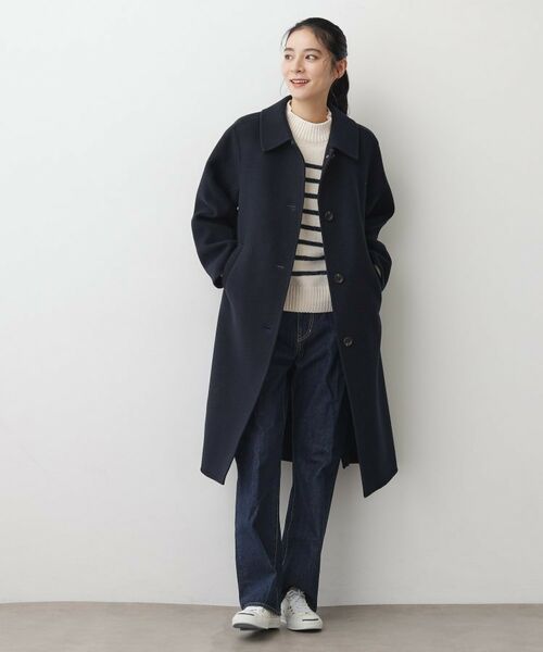 Dessin / デッサン ステンカラーコート | 【洗える】ウール混リバーメルトンロングコート | 詳細3