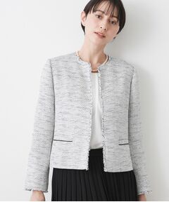 Dessin / デッサン ノーカラージャケット | 【入卒／セレモニー／セットアップ可能】ツイードクルーネックジャケット