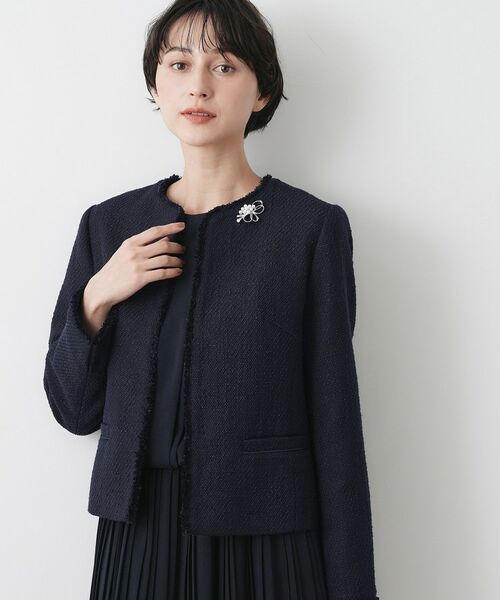 Dessin / デッサン ノーカラージャケット | 【入卒/セレモニー/セットアップ可能】ツイードクルーネックジャケット | 詳細1