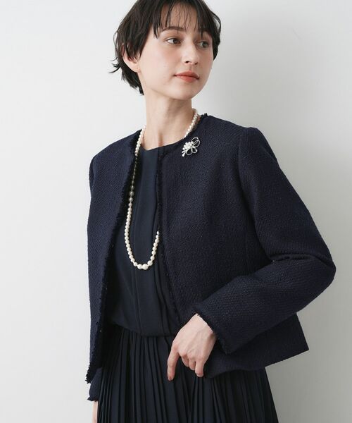 Dessin / デッサン ノーカラージャケット | 【入卒/セレモニー/セットアップ可能】ツイードクルーネックジャケット | 詳細2