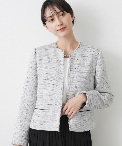 Dessin / デッサン ノーカラージャケット | 【入卒/セレモニー/セットアップ可能】ツイードクルーネックジャケット | 詳細6