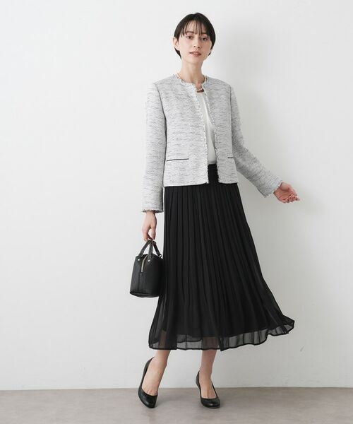 Dessin / デッサン ノーカラージャケット | 【入卒/セレモニー/セットアップ可能】ツイードクルーネックジャケット | 詳細7