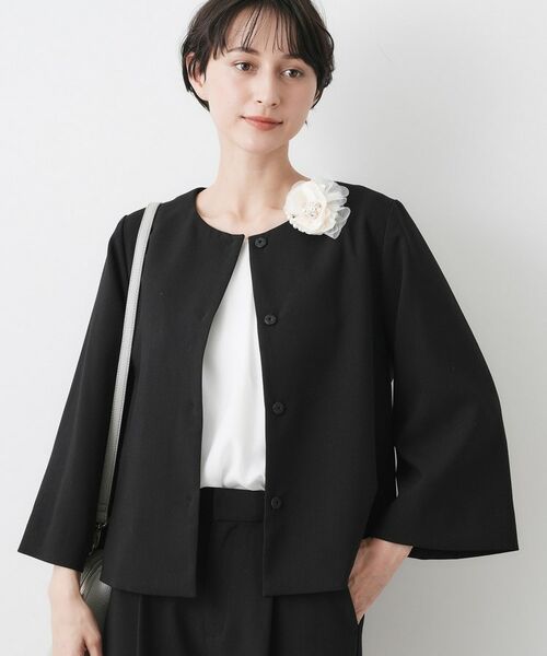 Dessin / デッサン ノーカラージャケット | 【入卒/セレモニー/セットアップ可能】テントラインダブルクロスジャケット(ブラック(019))