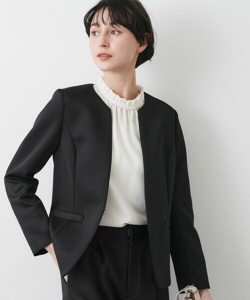 Dessin / デッサン ノーカラージャケット | 【入卒/セレモニー/お仕事/セットアップ可能】ソフトボンディングジャケット(ブラック(019))