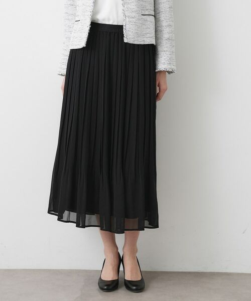 Dessin / デッサン スカート | 【入卒/セレモニー/ウエストゴム/洗える】シフォンプリーツスカート(ブラック(019))
