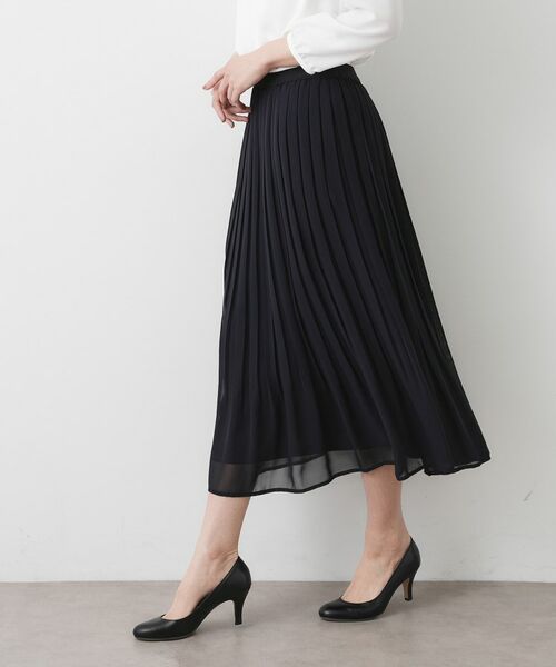 Dessin / デッサン スカート | 【入卒/セレモニー/ウエストゴム/洗える】シフォンプリーツスカート(ネイビー(094))