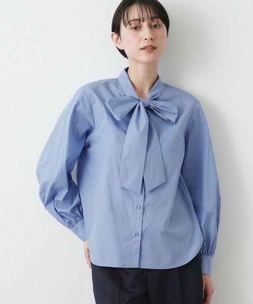 Dessin / デッサン シャツ・ブラウス | 【入卒/セレモニー/洗える】ボウタイリボンブラウス(ブルー(092))