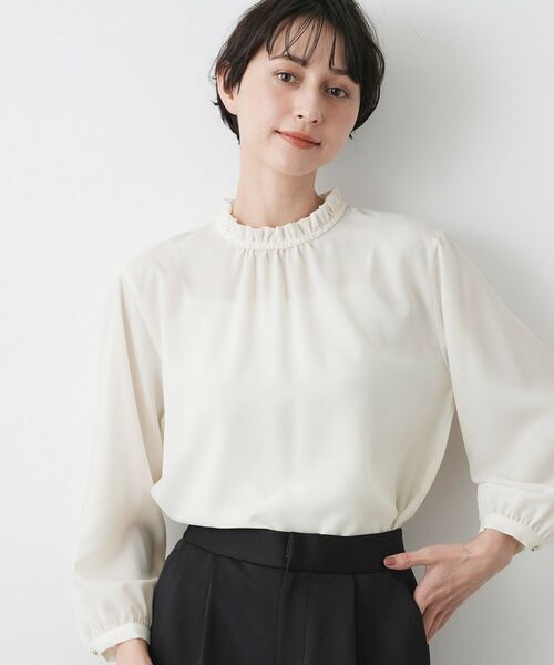Dessin / デッサン シャツ・ブラウス | 【入卒/セレモニー/洗える】フリルネックブラウス(オフホワイト(003))