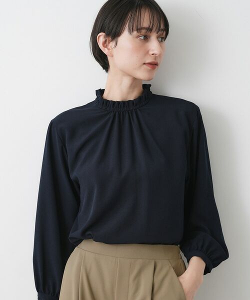 Dessin / デッサン シャツ・ブラウス | 【入卒/セレモニー/洗える】フリルネックブラウス(ネイビー(094))