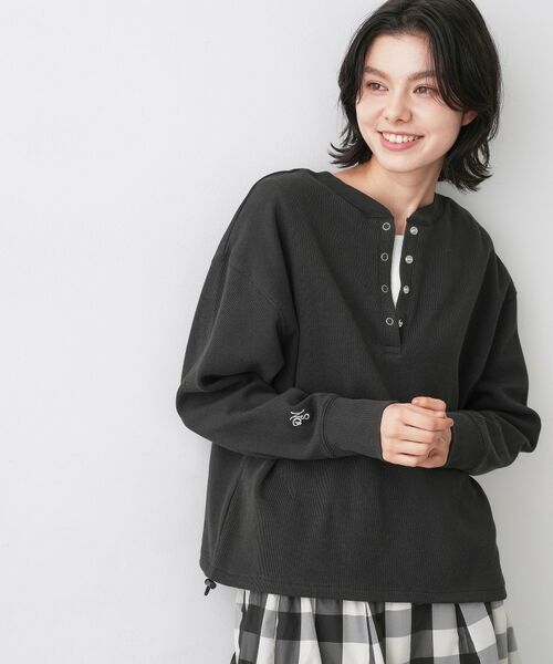 Dessin / デッサン カットソー | 【前後2WAY/洗える】ドロストリブカットソー（チャコールグレー(014)）