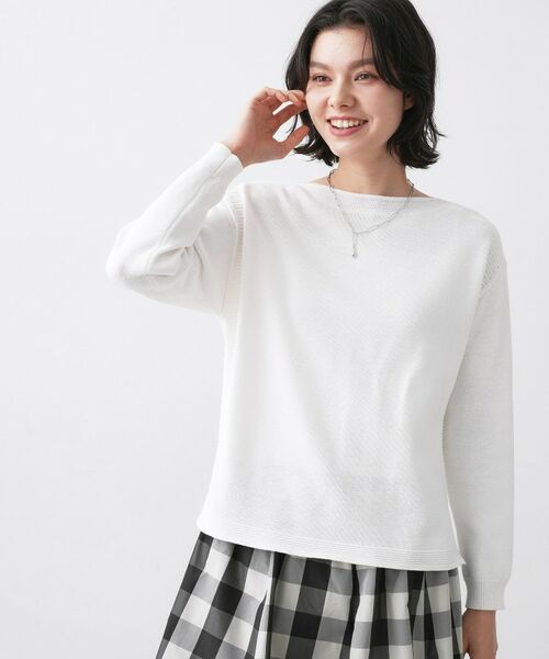 Dessin / デッサン ニット・セーター | 【洗える】ミドルゲージボートネックカラーニット（ホワイト(002)）