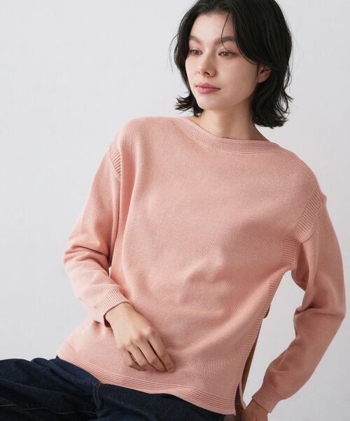 Dessin / デッサン ニット・セーター | 【洗える】ミドルゲージボートネックカラーニット（オレンジ(065)）