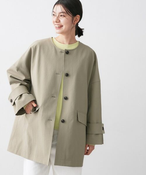 Dessin / デッサン その他アウター | 【花粉ガード/撥水加工/洗える】クルーネックスプリングコート | 詳細1