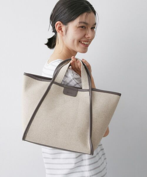 Dessin / デッサン トートバッグ | 【コットンリネン】 パイピングバッグ（チャコールグレー(514)）