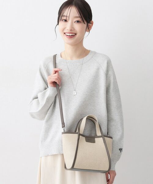 Dessin / デッサン ショルダーバッグ | 【軽量/2WAY】パイピングコットンリネンミニバッグ（チャコールグレー(514)）