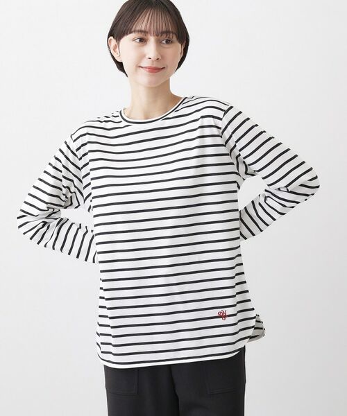 Dessin / デッサン カットソー | シャツテールロングTシャツ（ネイビー(394)）