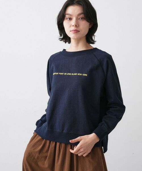 Dessin / デッサン カットソー | 【洗える】ラグラン切り替えミニロゴカットソー（ネイビー(094)）