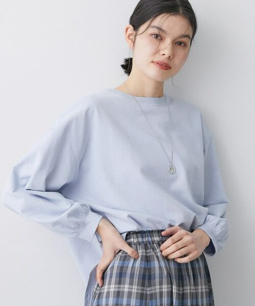 Dessin / デッサン カットソー | 【360度可愛い・洗える】バックヘンリーカットソー(サックスブルー(090))