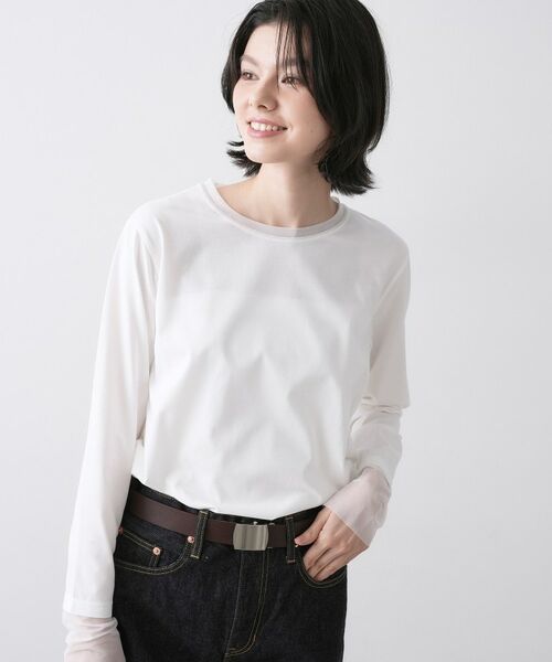 Dessin / デッサン カットソー | チュールボーダーロングTシャツ | 詳細1