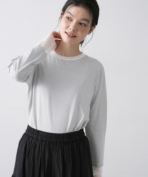 Dessin / デッサン カットソー | チュールボーダーロングTシャツ | 詳細6