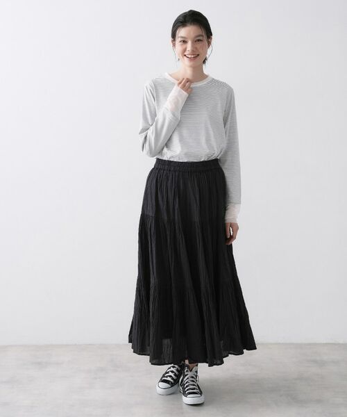 Dessin / デッサン カットソー | チュールボーダーロングTシャツ | 詳細7