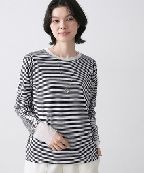 Dessin / デッサン カットソー | チュールボーダーロングTシャツ | 詳細9