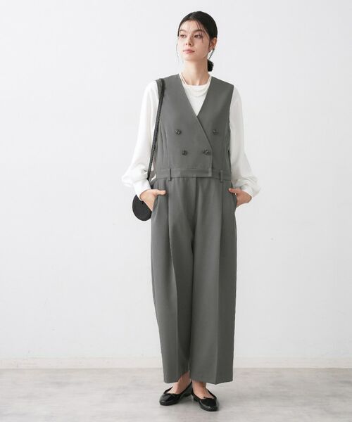 Dessin / デッサン サロペット・オールインワン | 【洗える】セットアップ風ジレオールインワン（チャコールグレー(014)）