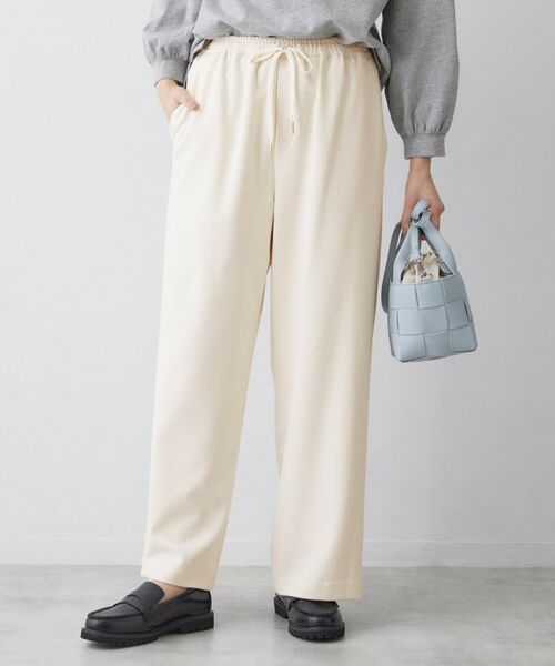 Dessin / デッサン パンツ | 【帯電防止/洗える】ストレッチツイルワイドパンツ(アイボリー(004))
