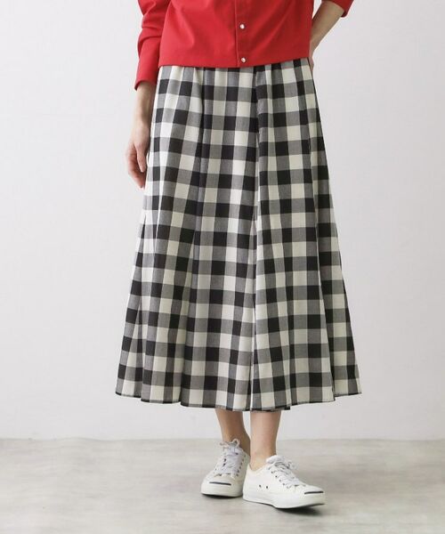 Dessin / デッサン ロング・マキシ丈スカート | 【ウエストゴム/洗える】映えチェック柄スカート（ブラック(219)）