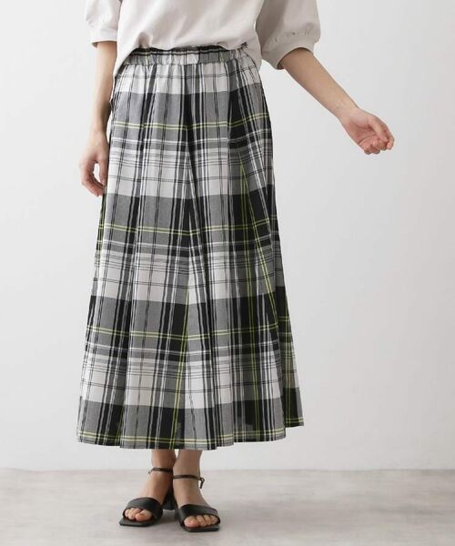 Dessin / デッサン ロング・マキシ丈スカート | 【ウエストゴム/洗える】映えチェック柄スカート（イエロー(231)）