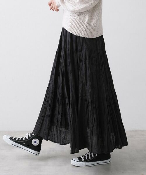 Dessin / デッサン ロング・マキシ丈スカート | インドコットンスカート(ブラック(019))
